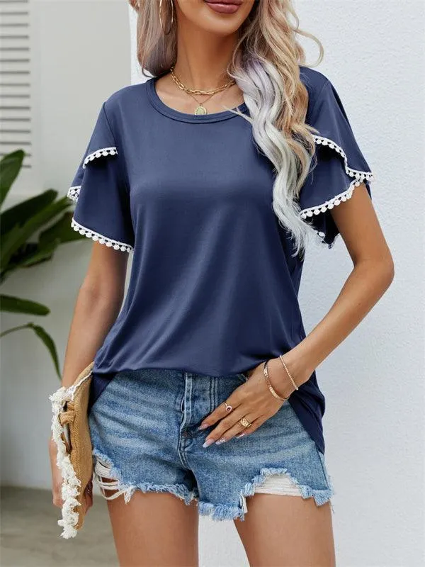 Elegant Floral Chiffon Blouse with Flowing Sleeves for Women