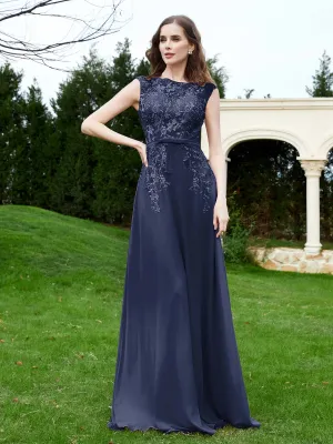 Elegant Illusion Lace Appliqued Dress With Buttons Dark Navy Plus Size