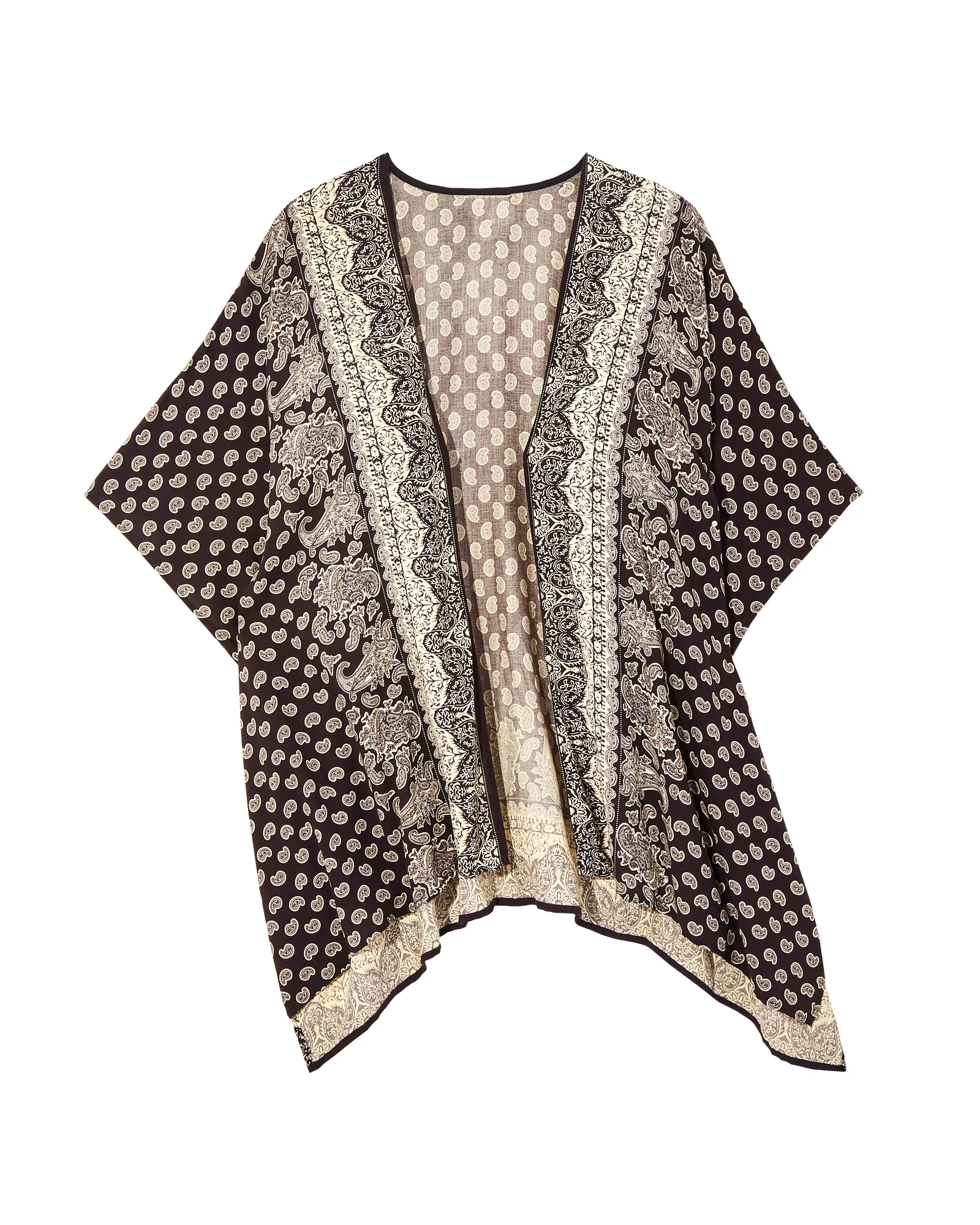 Ella Half-Sleeve Kimono | Black / Ivory