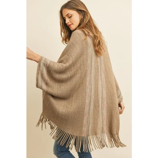Fringe Stripe Poncho