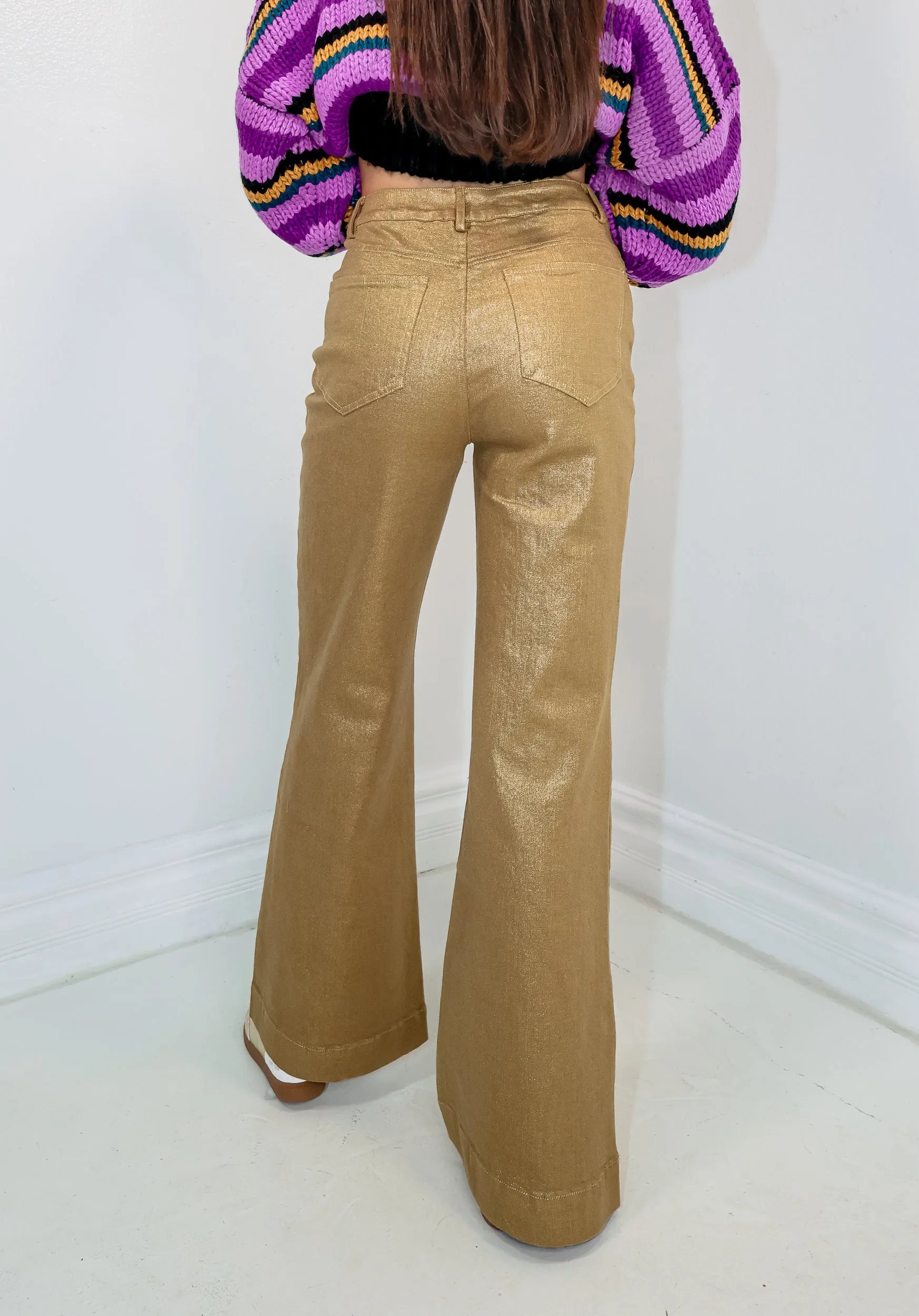 Gold Rush Metallic Wide Leg Pants