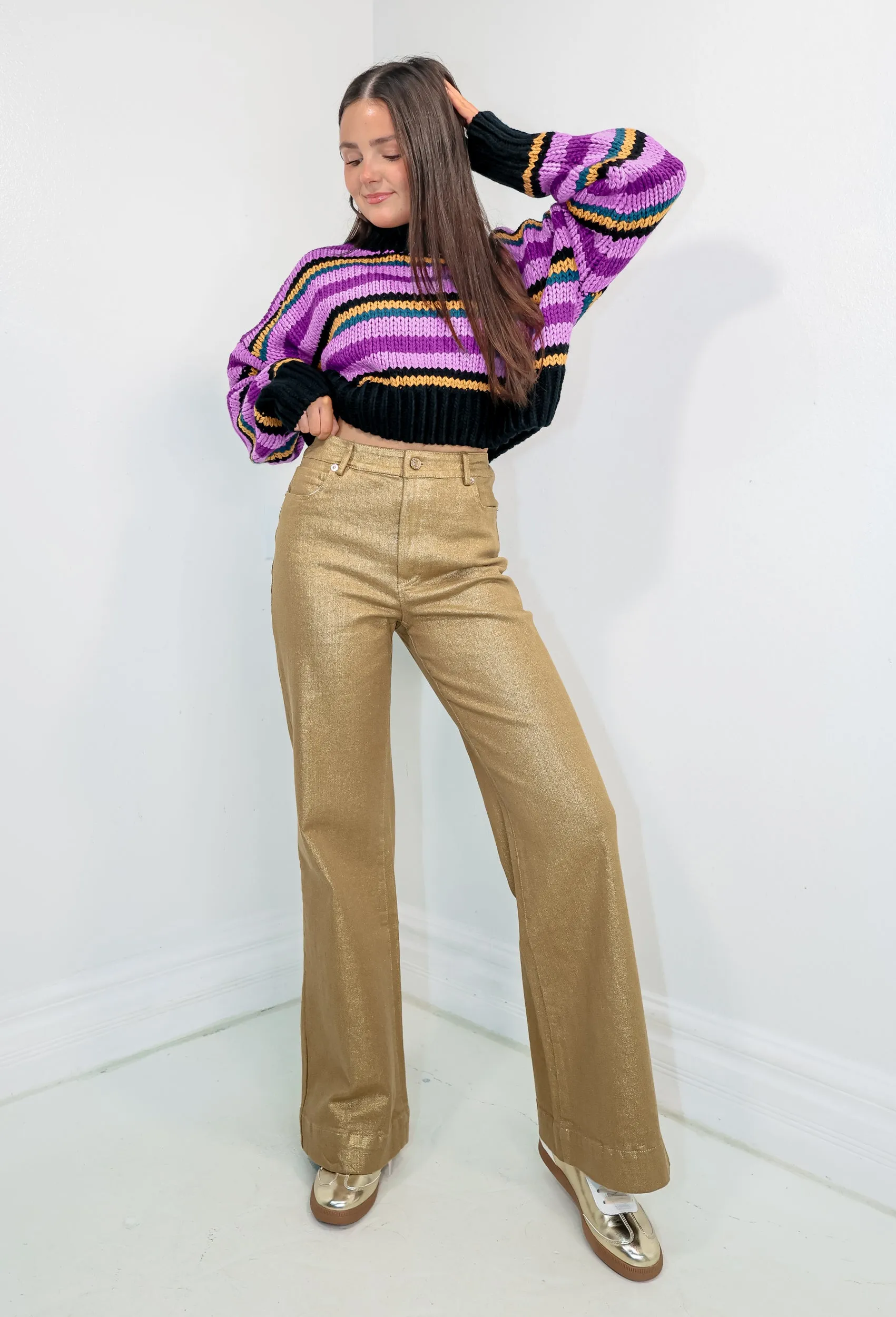 Gold Rush Metallic Wide Leg Pants