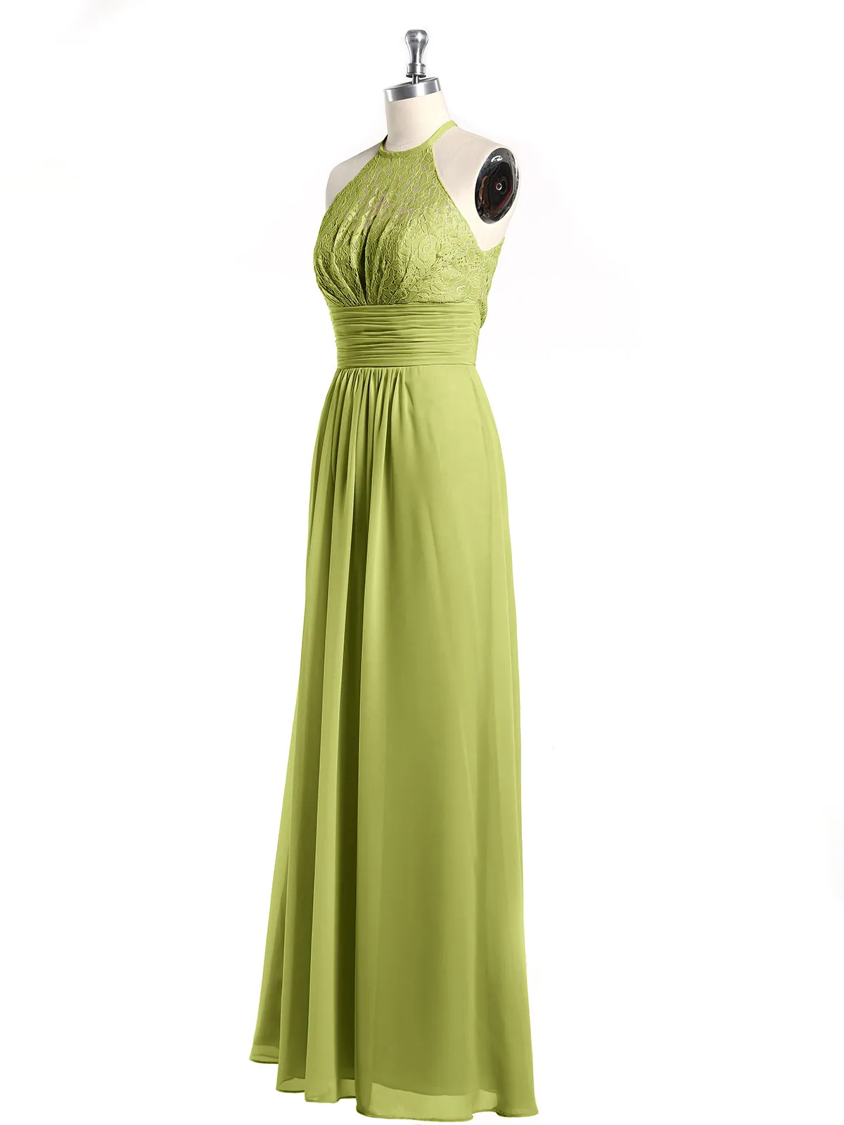 Halter Chiffon And Lace Long Dresses Clover Plus Size