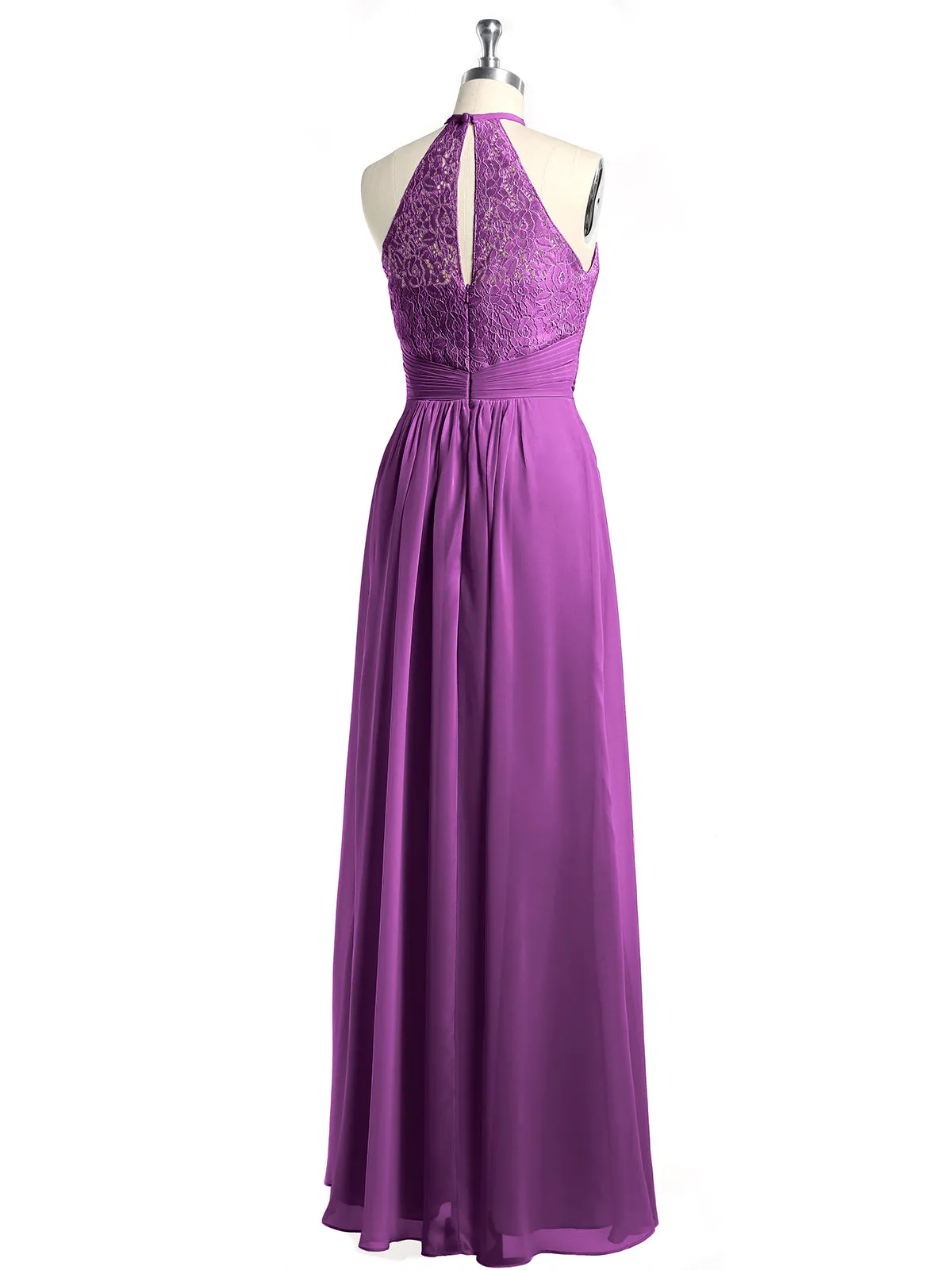 Halter Chiffon And Lace Long Dresses Grape Plus Size