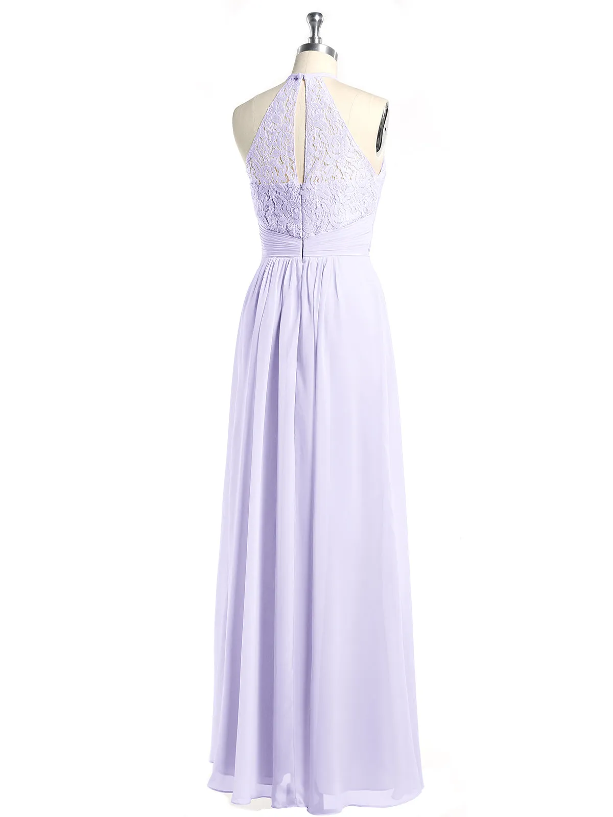 Halter Chiffon And Lace Long Dresses Lilac Plus Size