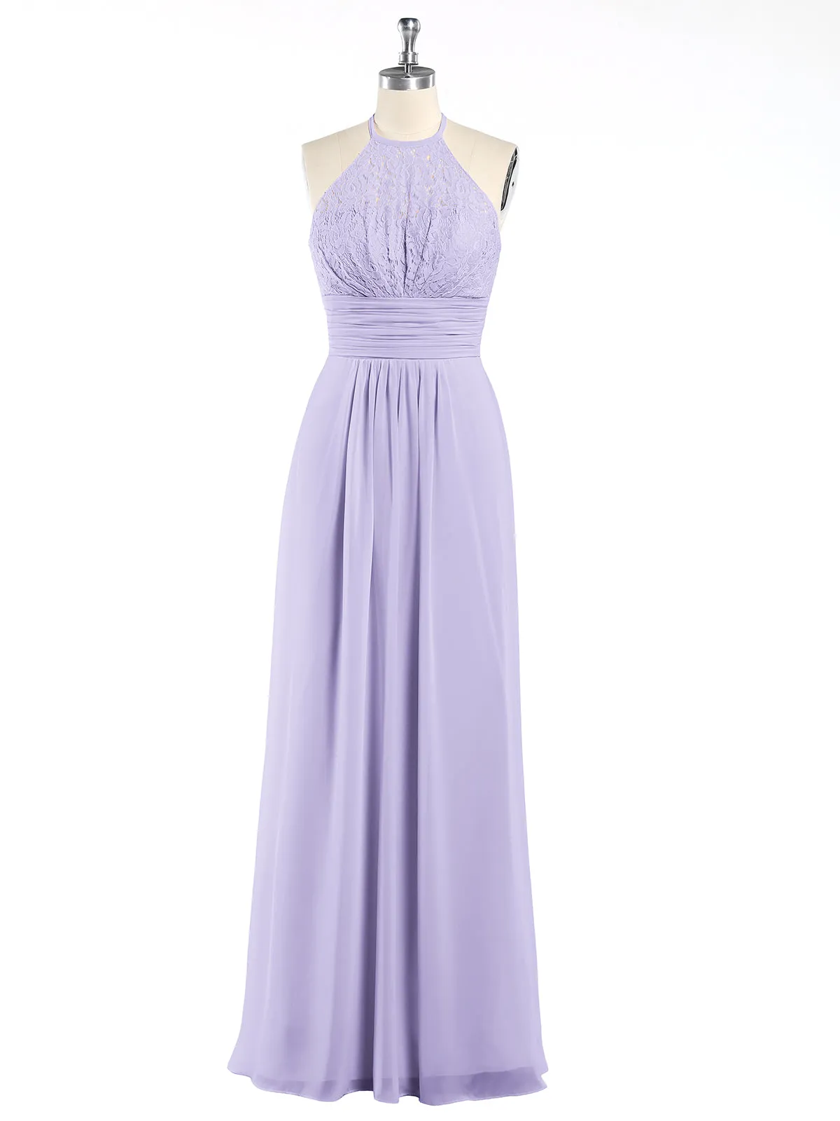 Halter Chiffon And Lace Long Dresses Lilac Plus Size