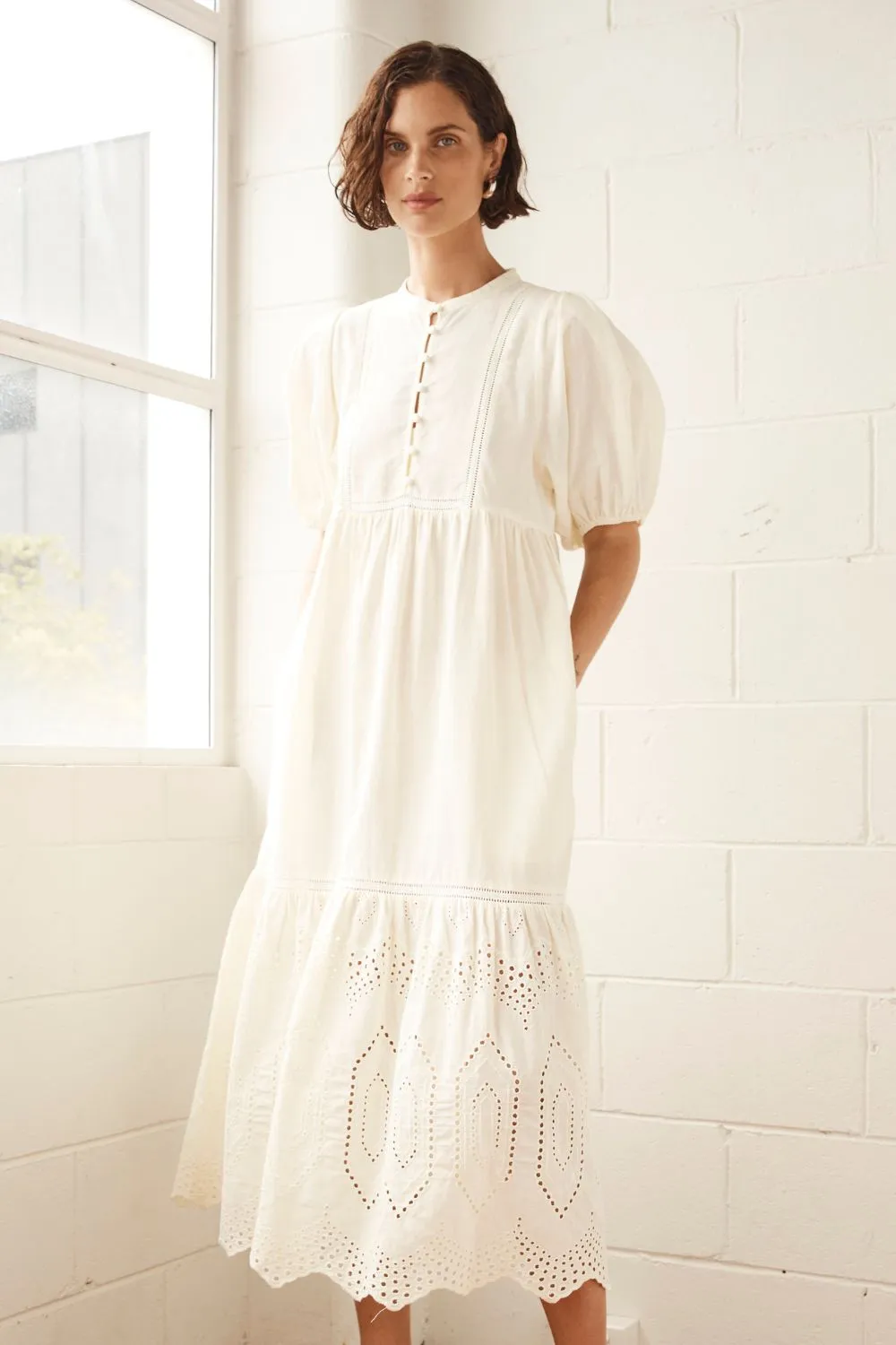 helm dress - cream broderie