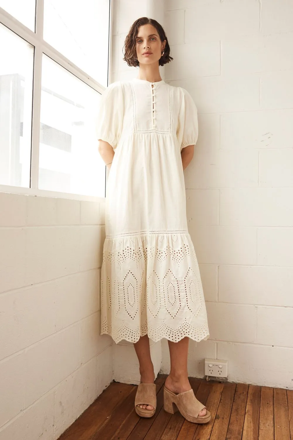helm dress - cream broderie