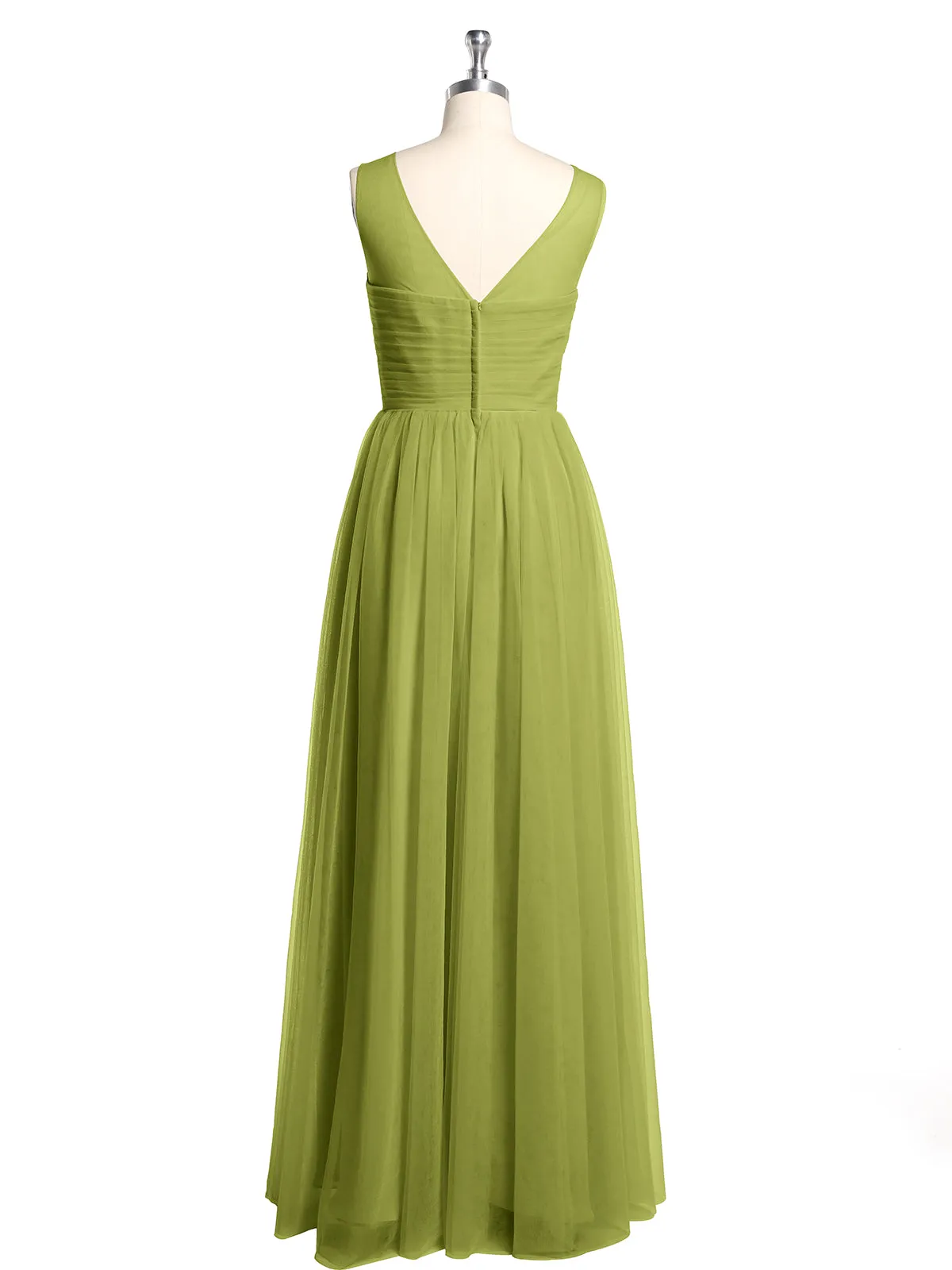 Illusion Neck Cross Tulle Bridesmaid Dresses-Clover Plus Size