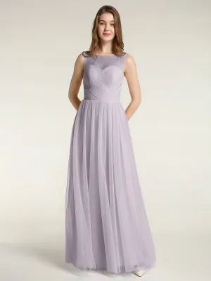 Illusion Neck Cross Tulle Bridesmaid Dresses-Dusk Plus Size