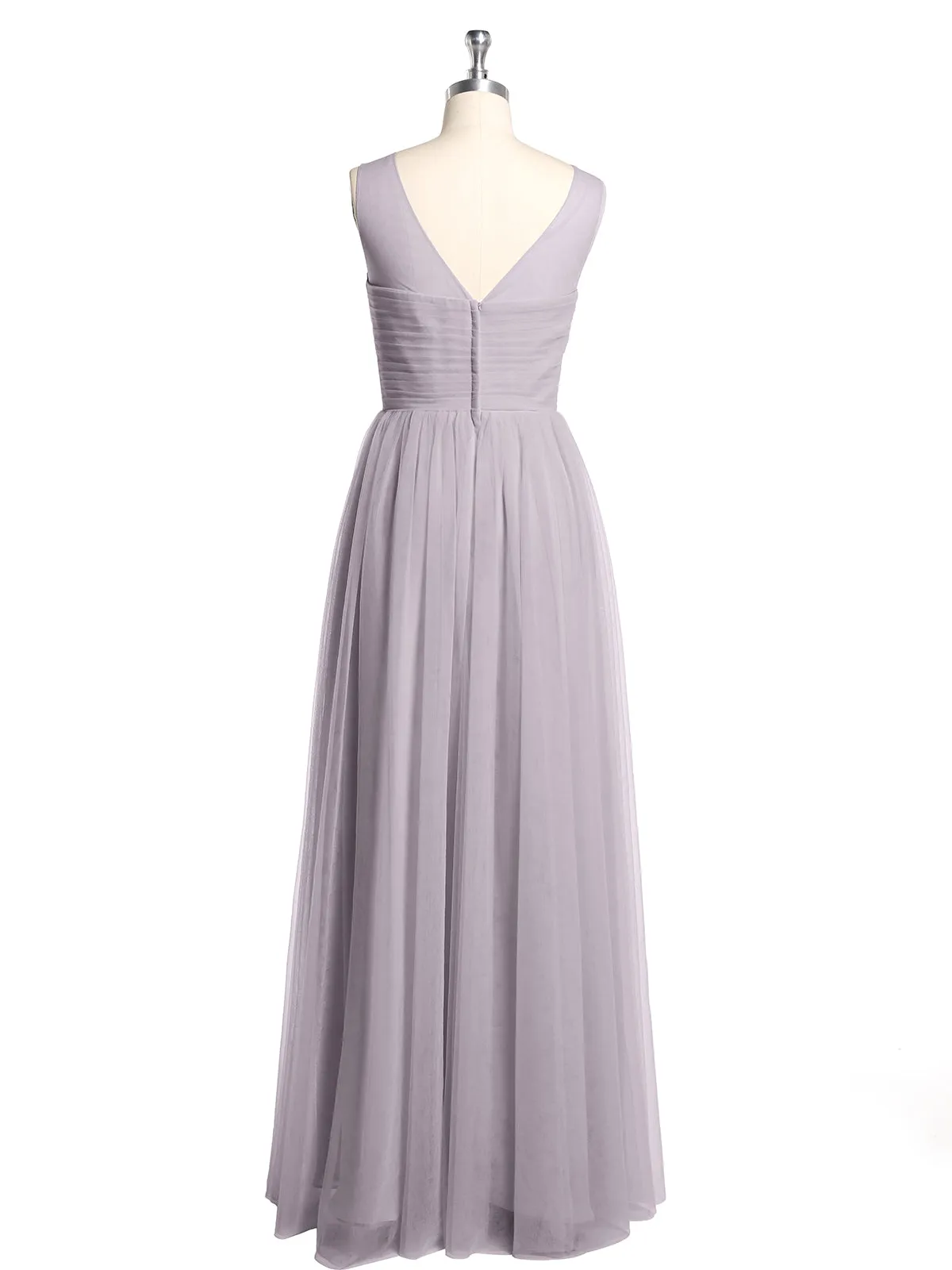Illusion Neck Cross Tulle Bridesmaid Dresses-Dusk Plus Size