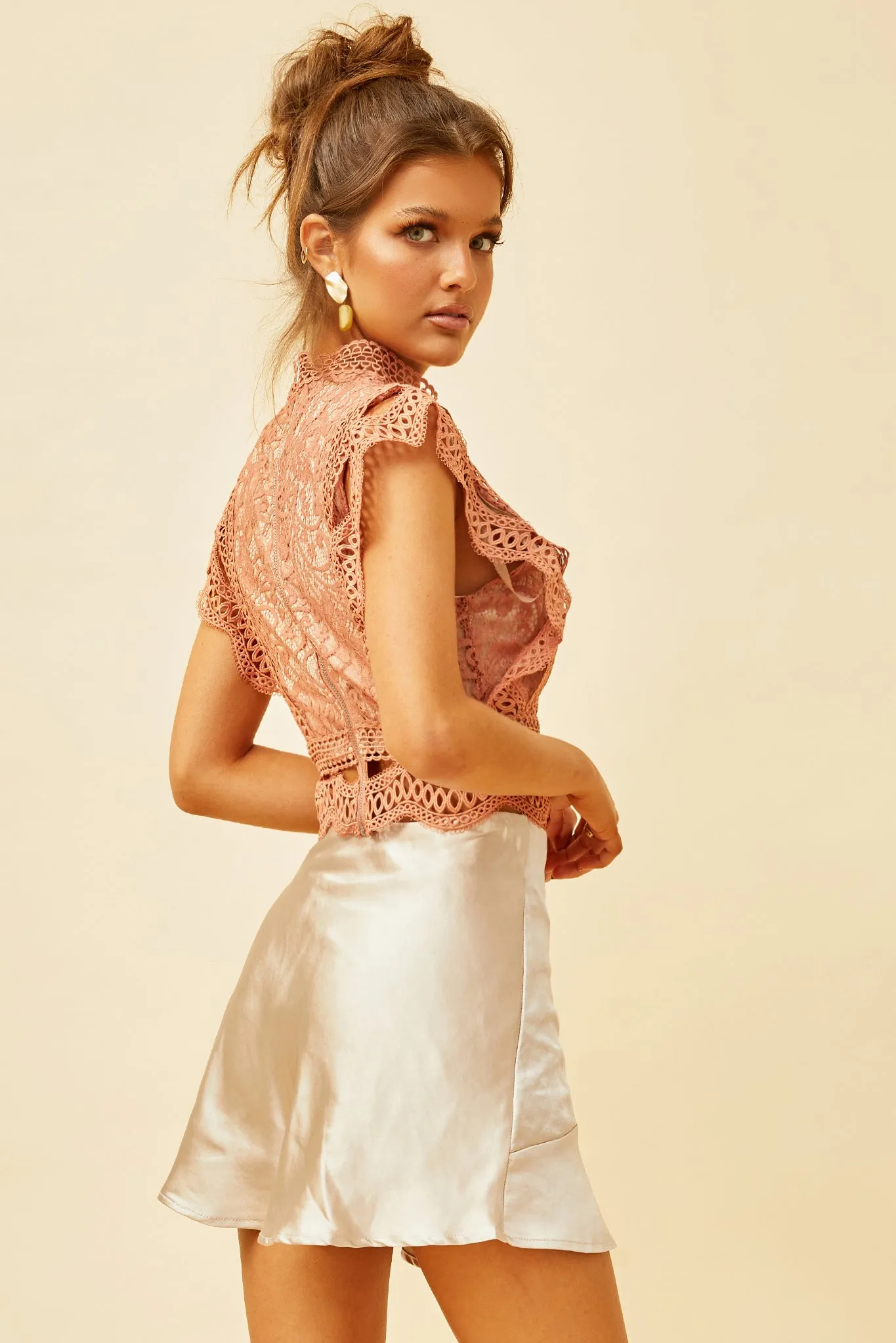 It's Only Fair Satin Skirt - Champagne