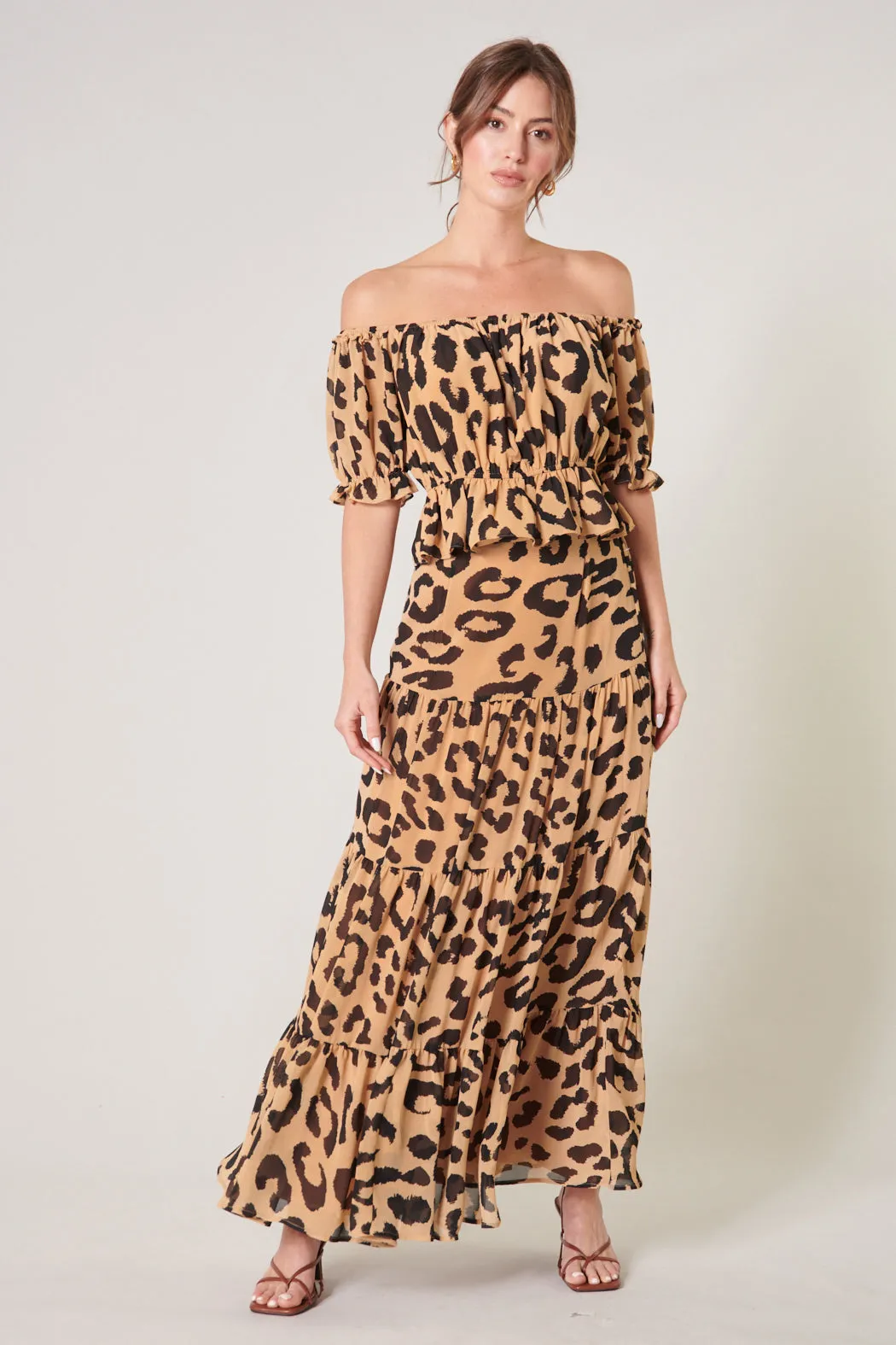 Java Leopard Bellingham Tiered Maxi Skirt