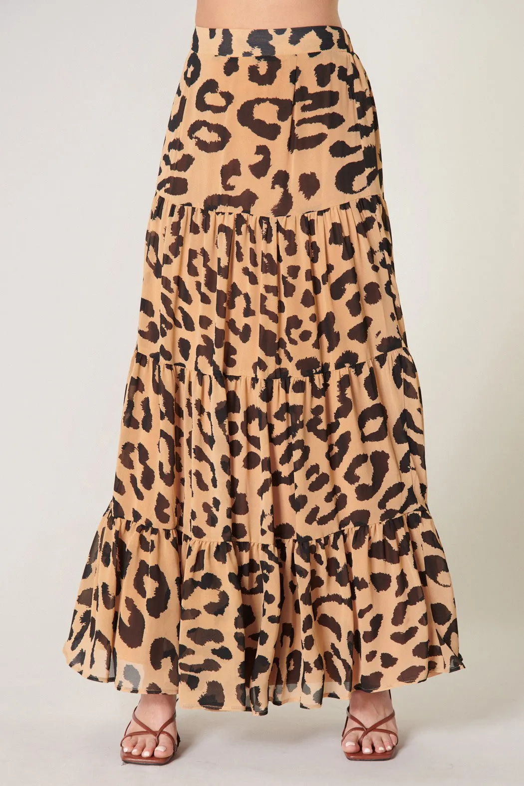 Java Leopard Bellingham Tiered Maxi Skirt