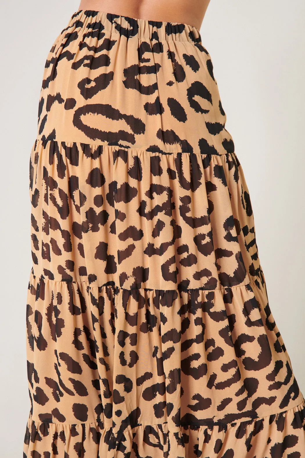 Java Leopard Bellingham Tiered Maxi Skirt