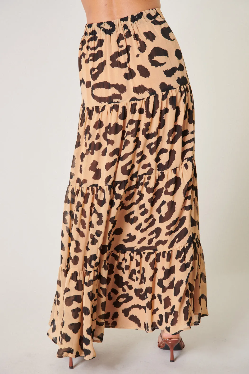 Java Leopard Bellingham Tiered Maxi Skirt