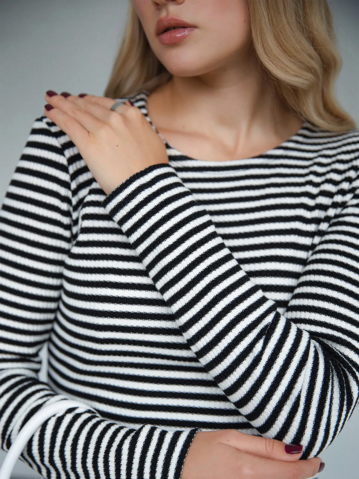 Know Your Worth Long Modern Sleeve Stripe Midi Dress
