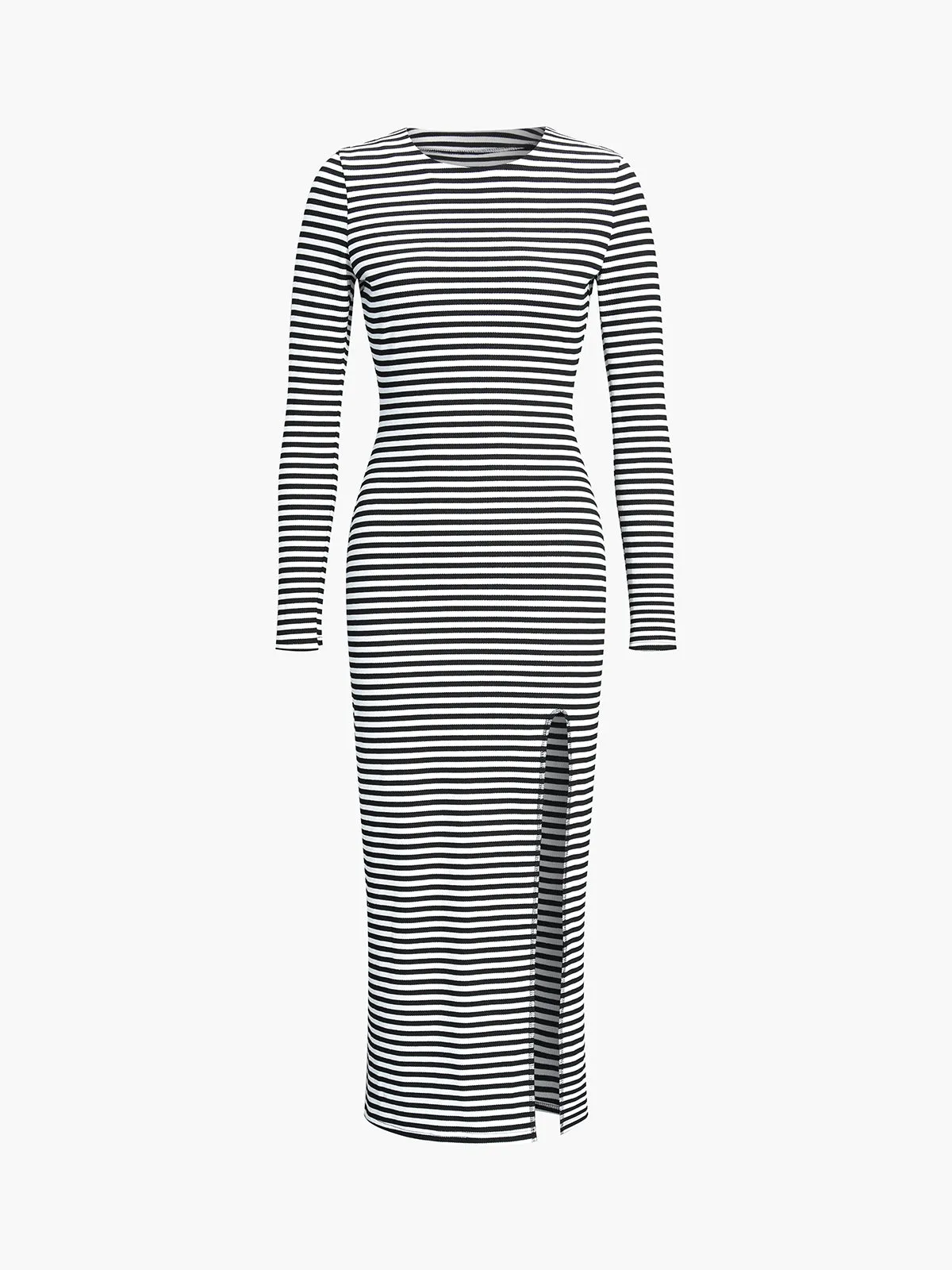 Know Your Worth Long Modern Sleeve Stripe Midi Dress