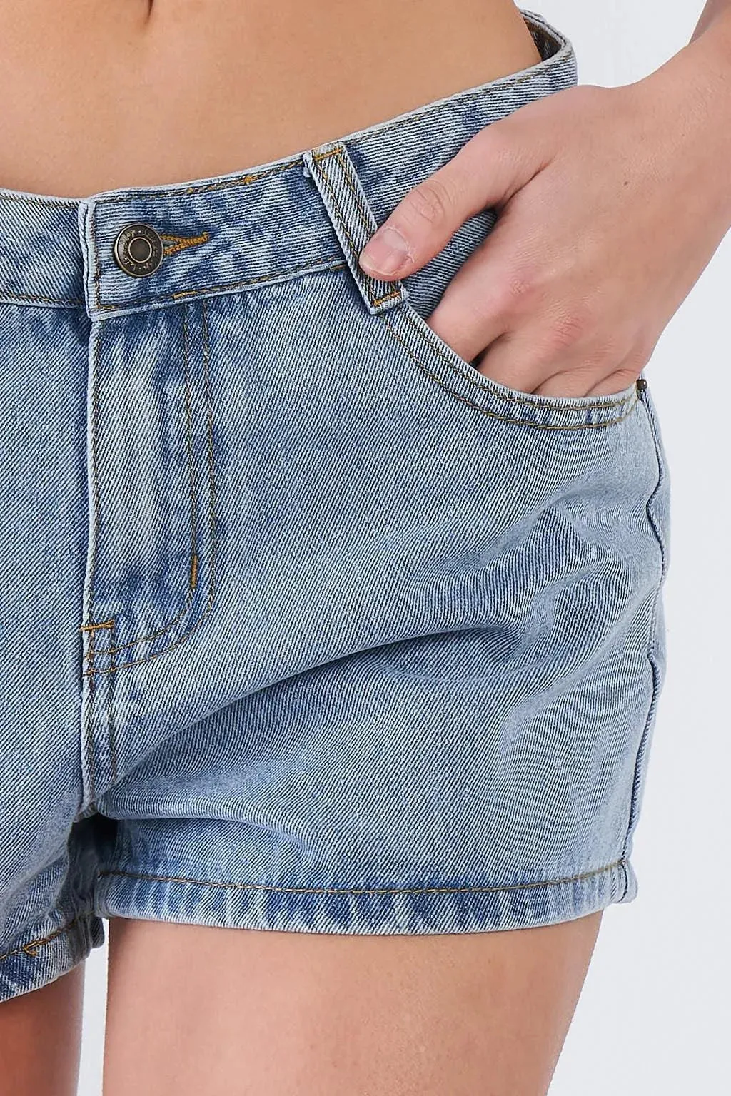 Light Blue Washed Denim Mini Casual Jean Shorts /3-2-1