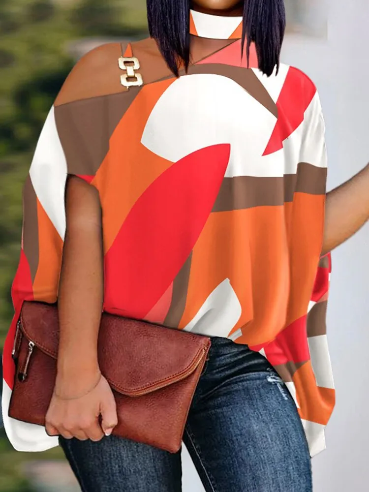 Loose Hollow Out Halter Short Batwing Blouses