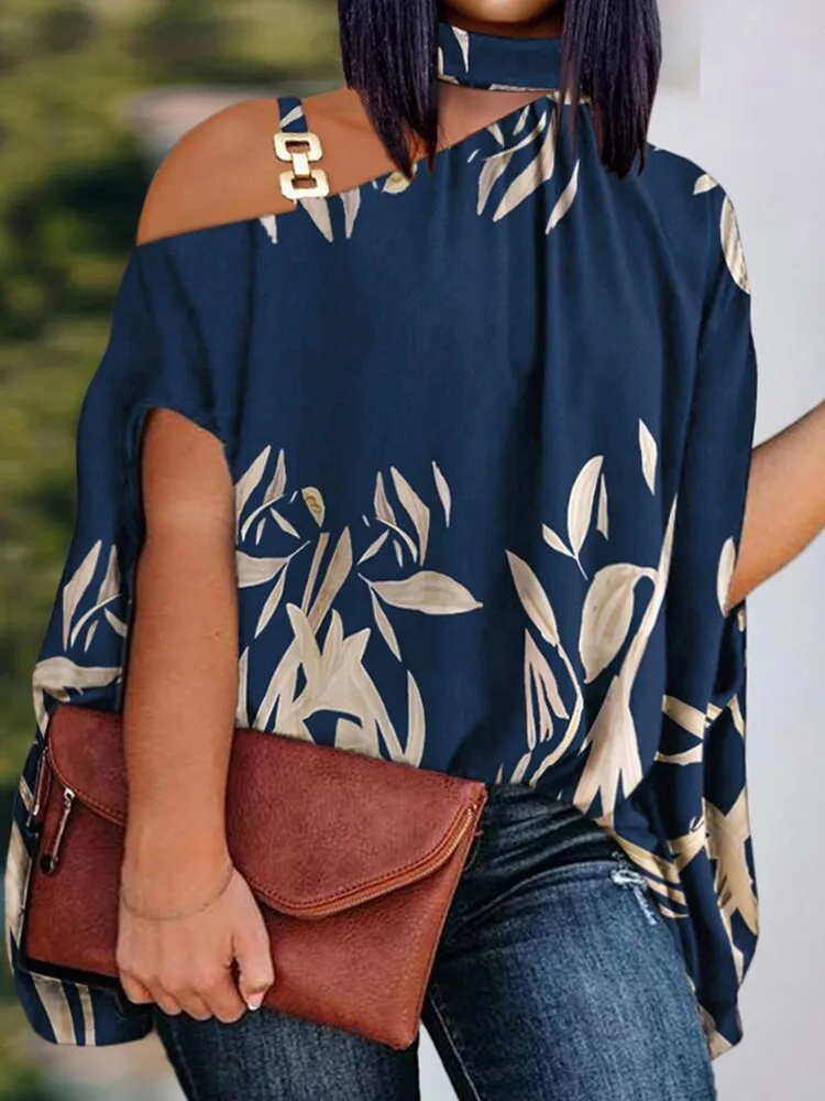 Loose Hollow Out Halter Short Batwing Blouses