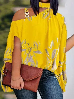Loose Hollow Out Halter Short Batwing Blouses