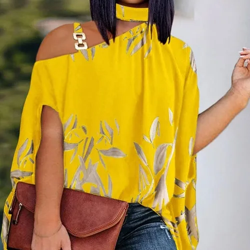 Loose Hollow Out Halter Short Batwing Blouses