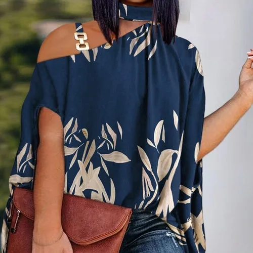 Loose Hollow Out Halter Short Batwing Blouses