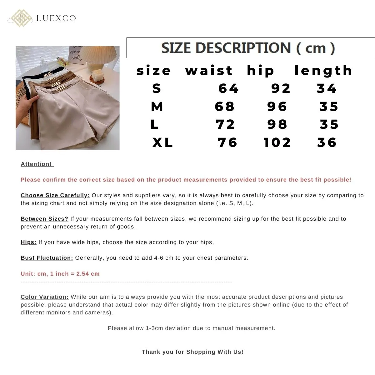 Luexco Elegant Women's Shorts With Link Belt