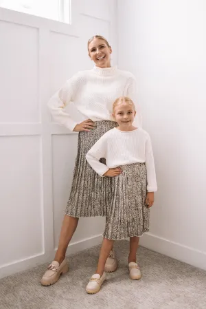 Missy Leopard Pleated Mommy and Me Matching Skirts