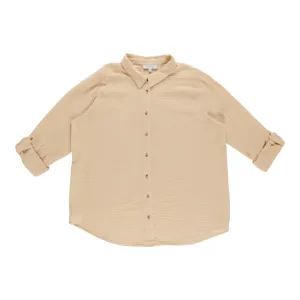 mySTYLE Women's Plus Solid Crinkle Shirt
