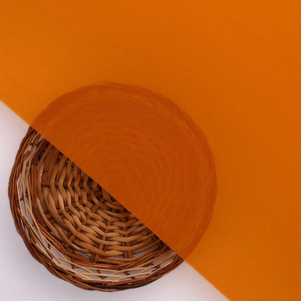 Orange Plain Georgette Solid Fabric