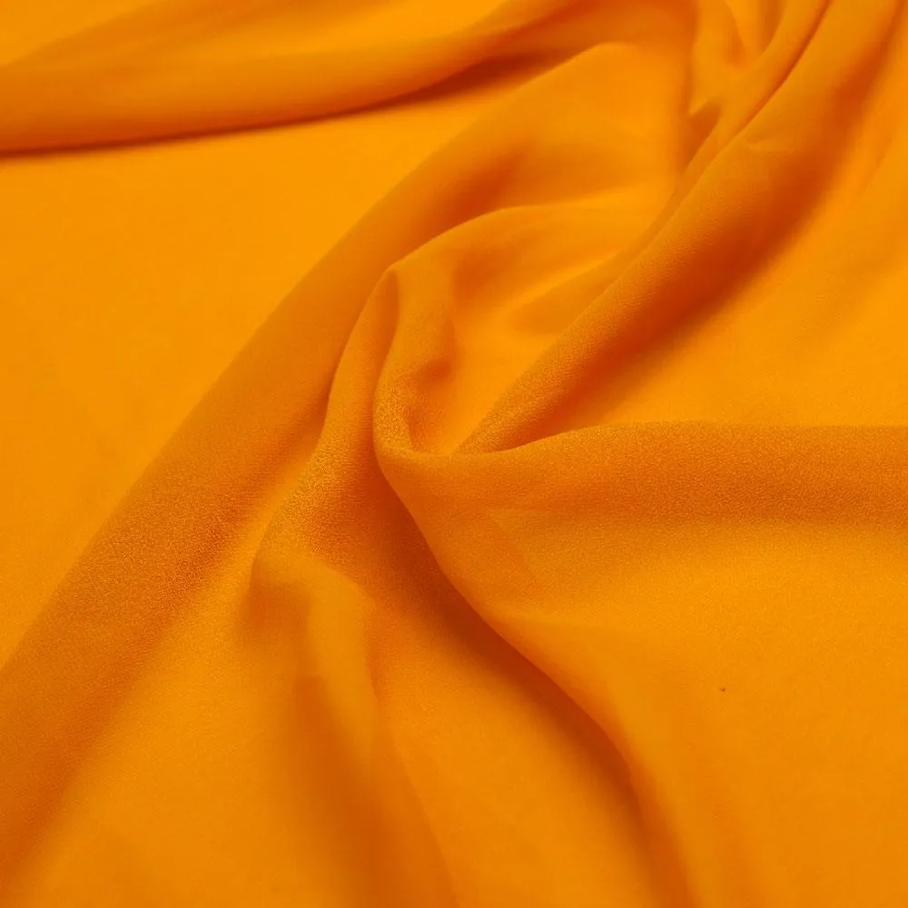 Orange Plain Georgette Solid Fabric