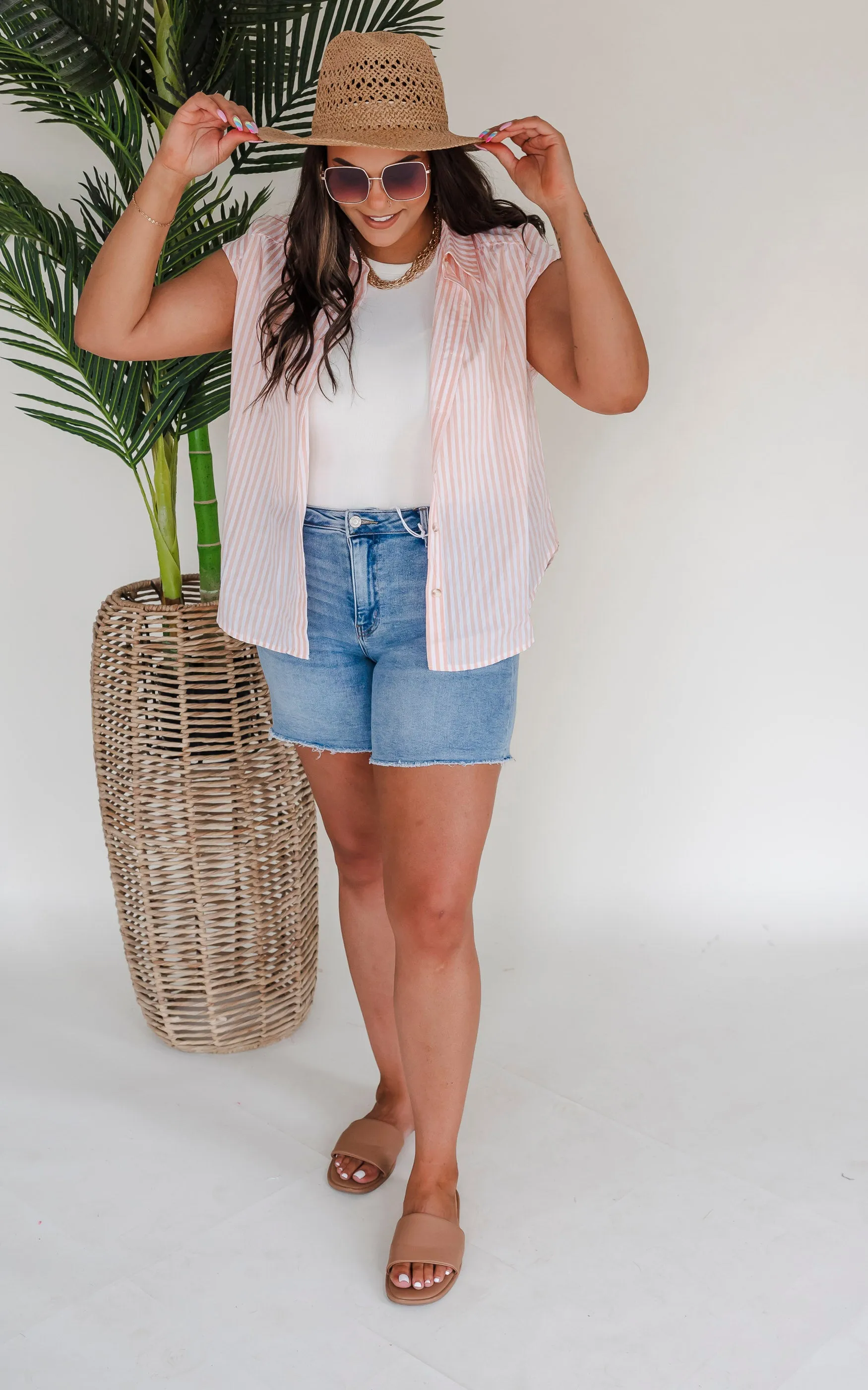 Out of Office V Neck Collar Button Down Top - Final Sale**