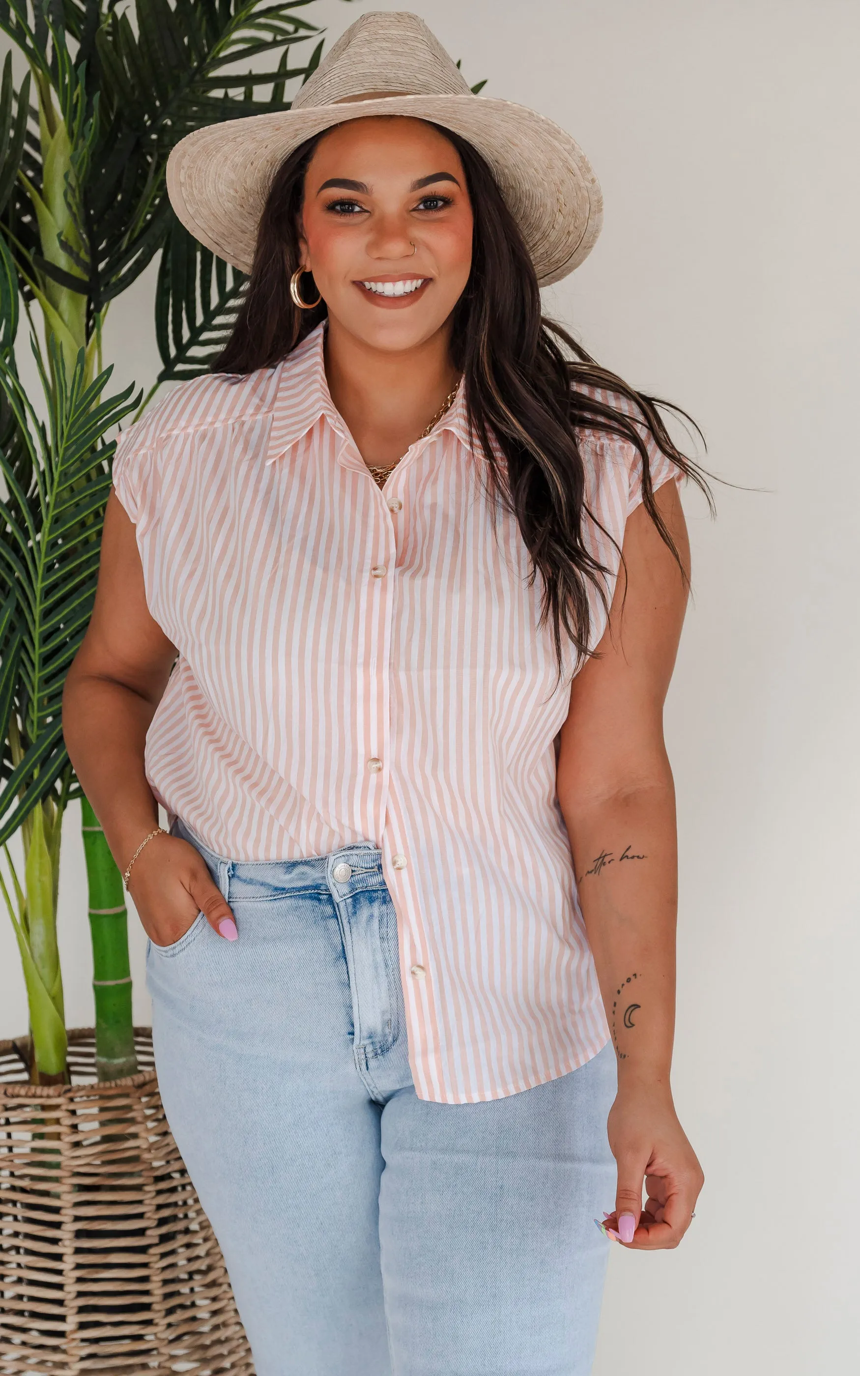Out of Office V Neck Collar Button Down Top - Final Sale**
