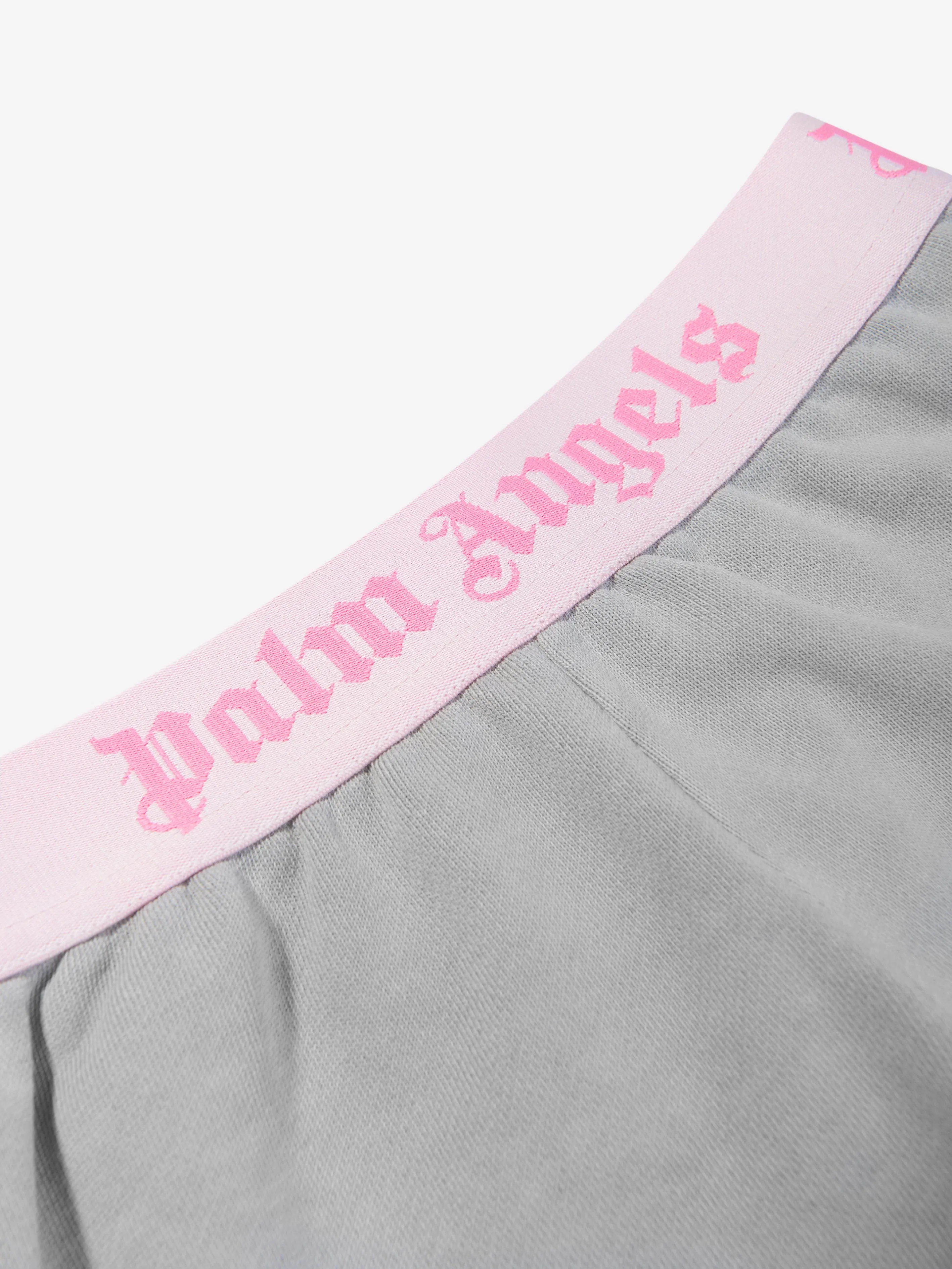 Palm Angels Girls Logo Band Shorts in Grey