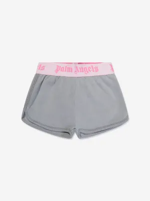 Palm Angels Girls Logo Band Shorts in Grey