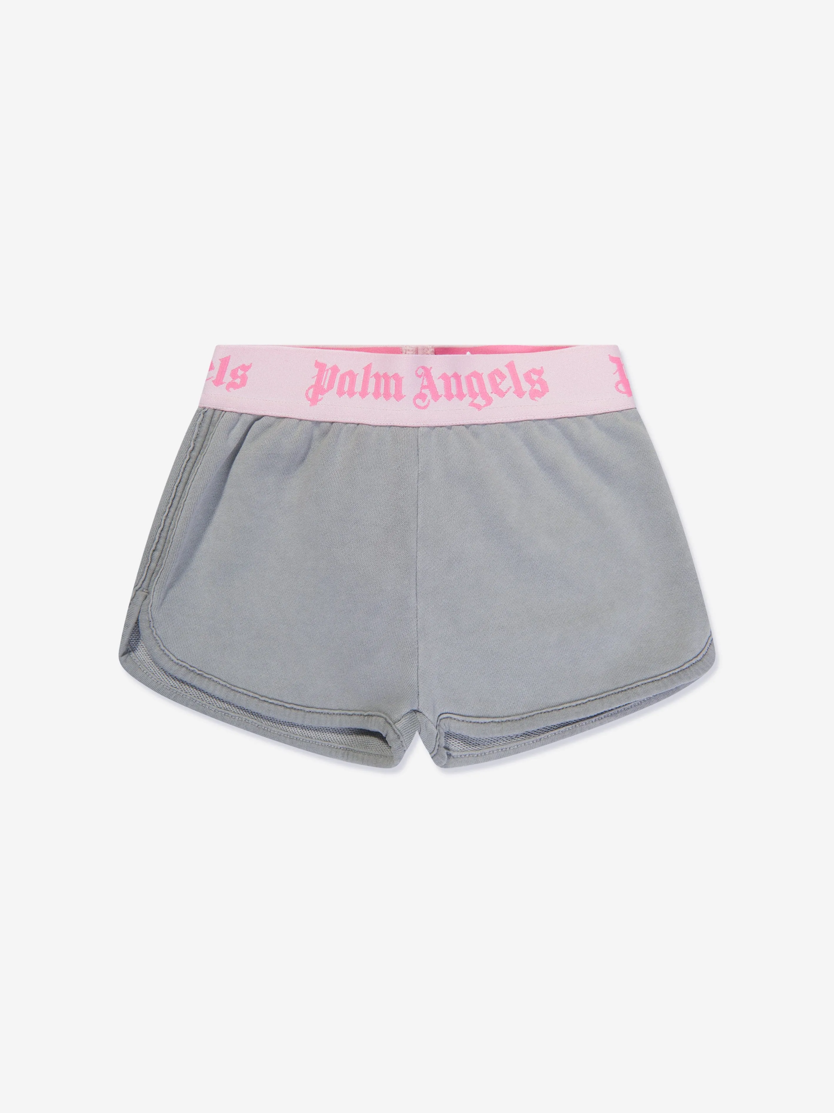 Palm Angels Girls Logo Band Shorts in Grey