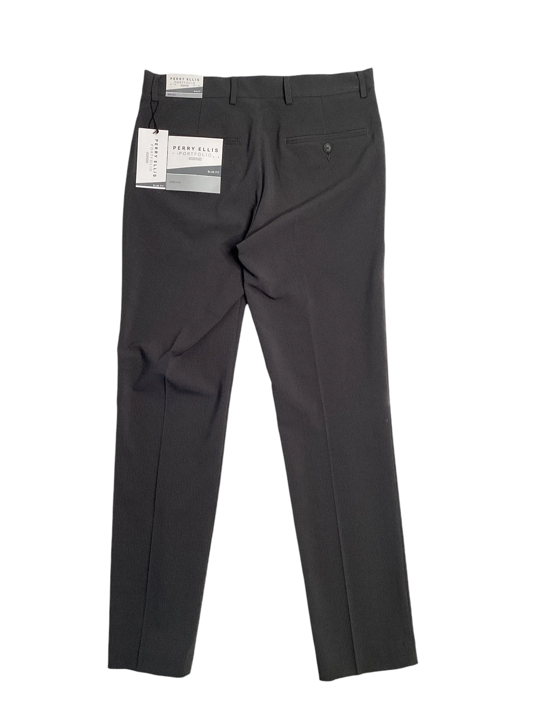 Perry Ellis Portfolio Men's Slim Fit Flat Front Pants Med Grey 33 x 32