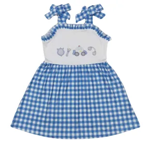 POLICE Blue Gingham Sleeveless Tie Girls Dress