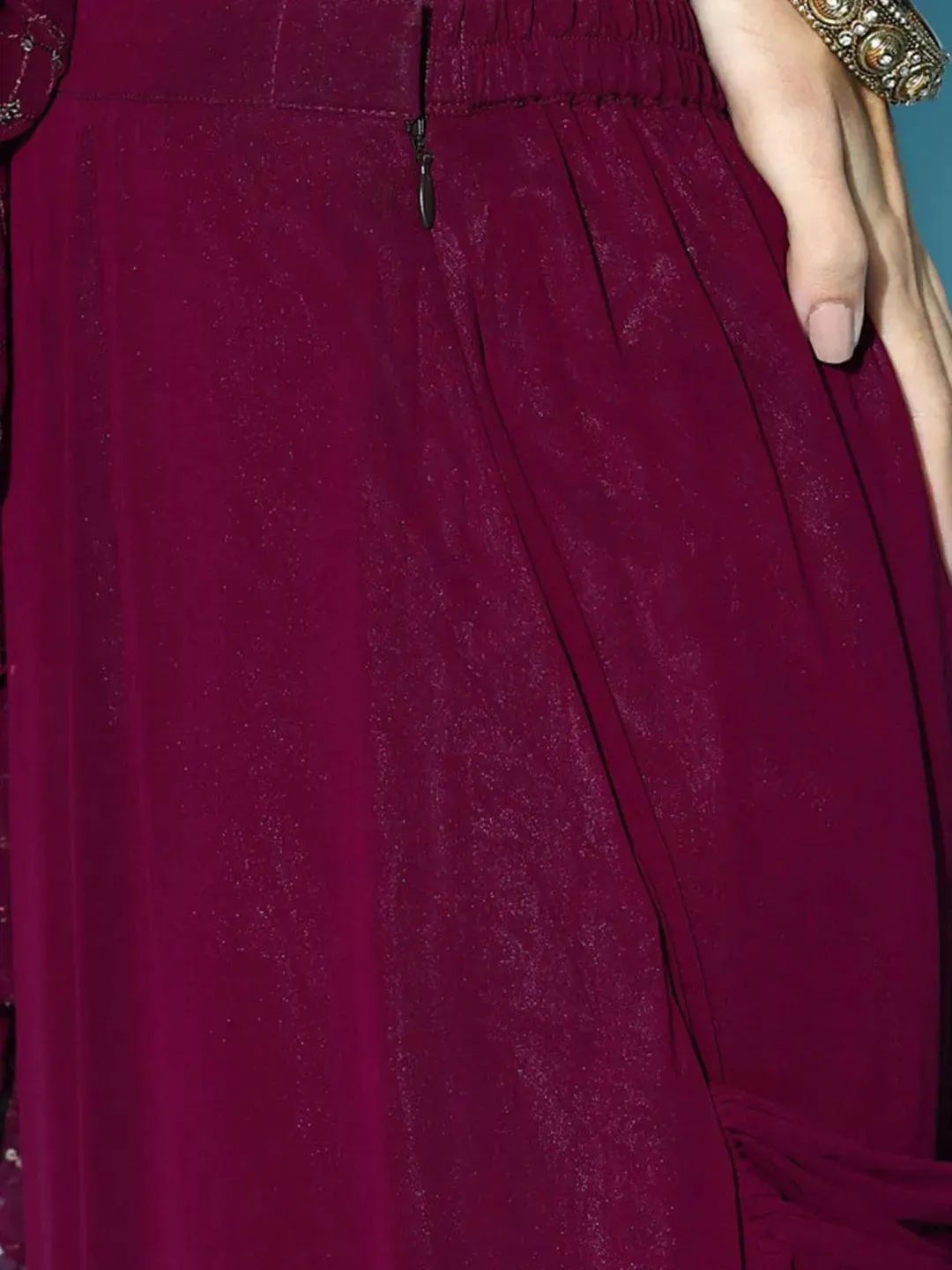 Purple Embellished Georgette Saree