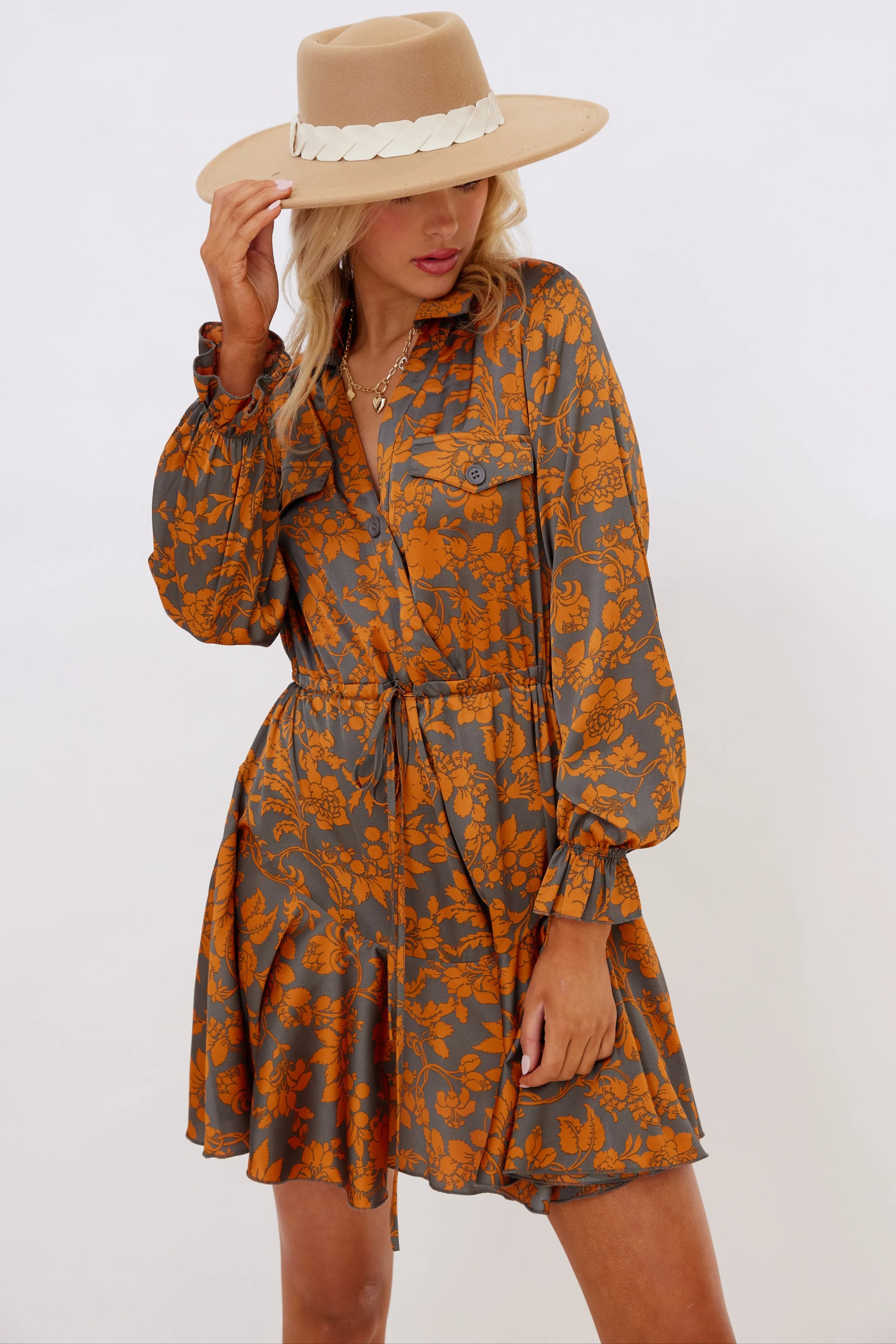 SALE - Erin Printed Long Sleeve Mini Dress