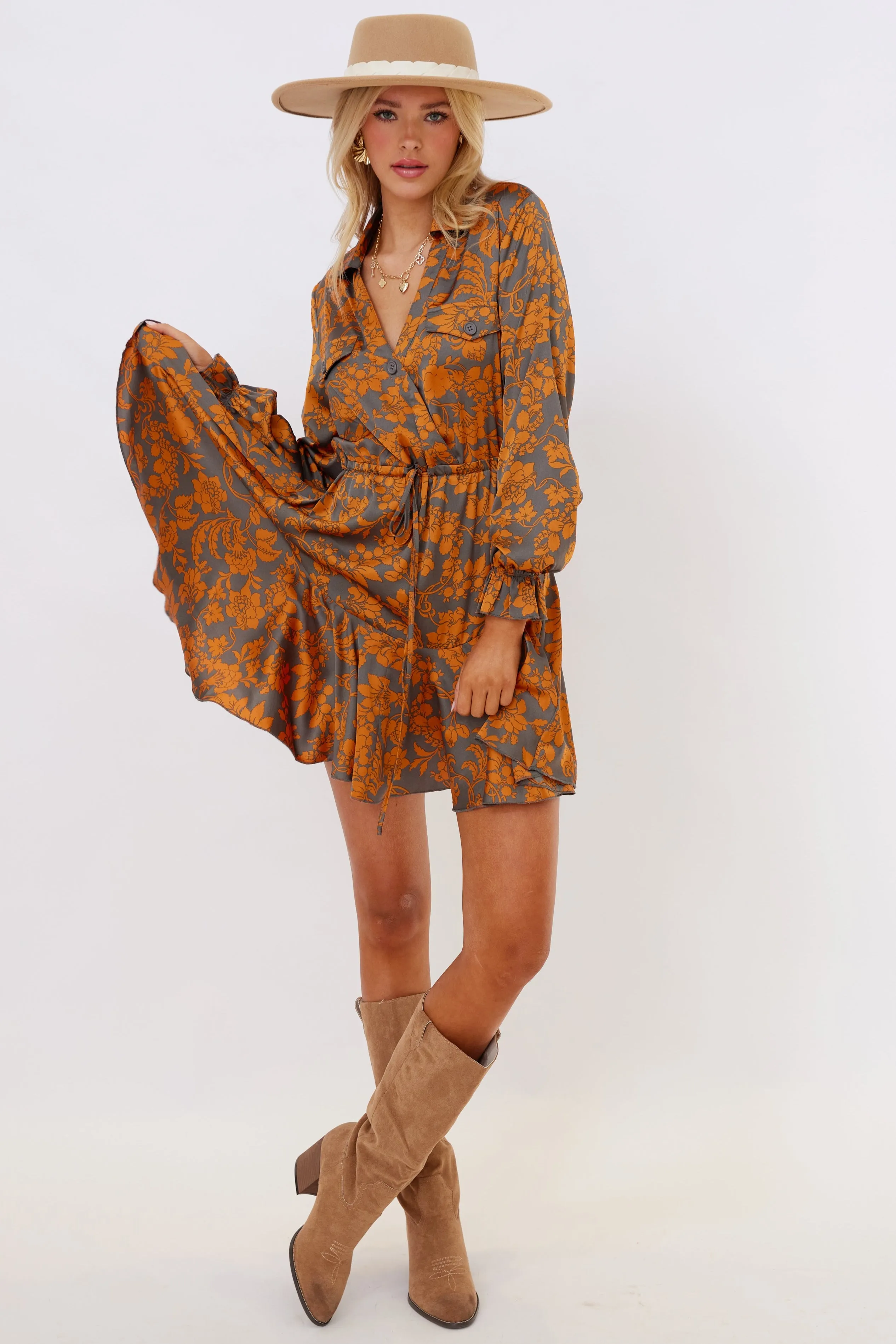 SALE - Erin Printed Long Sleeve Mini Dress