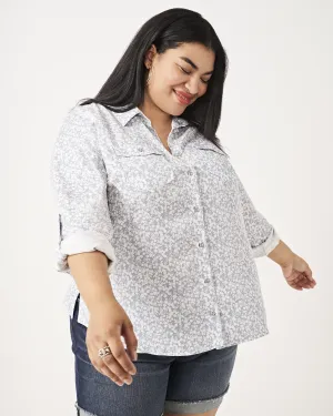 Shanna Button-Up Blouse | Light Blue / White