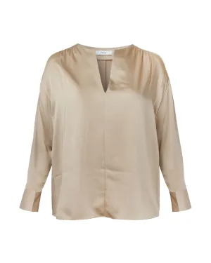Smocked Long Sleeve Blouse | Pale Nut