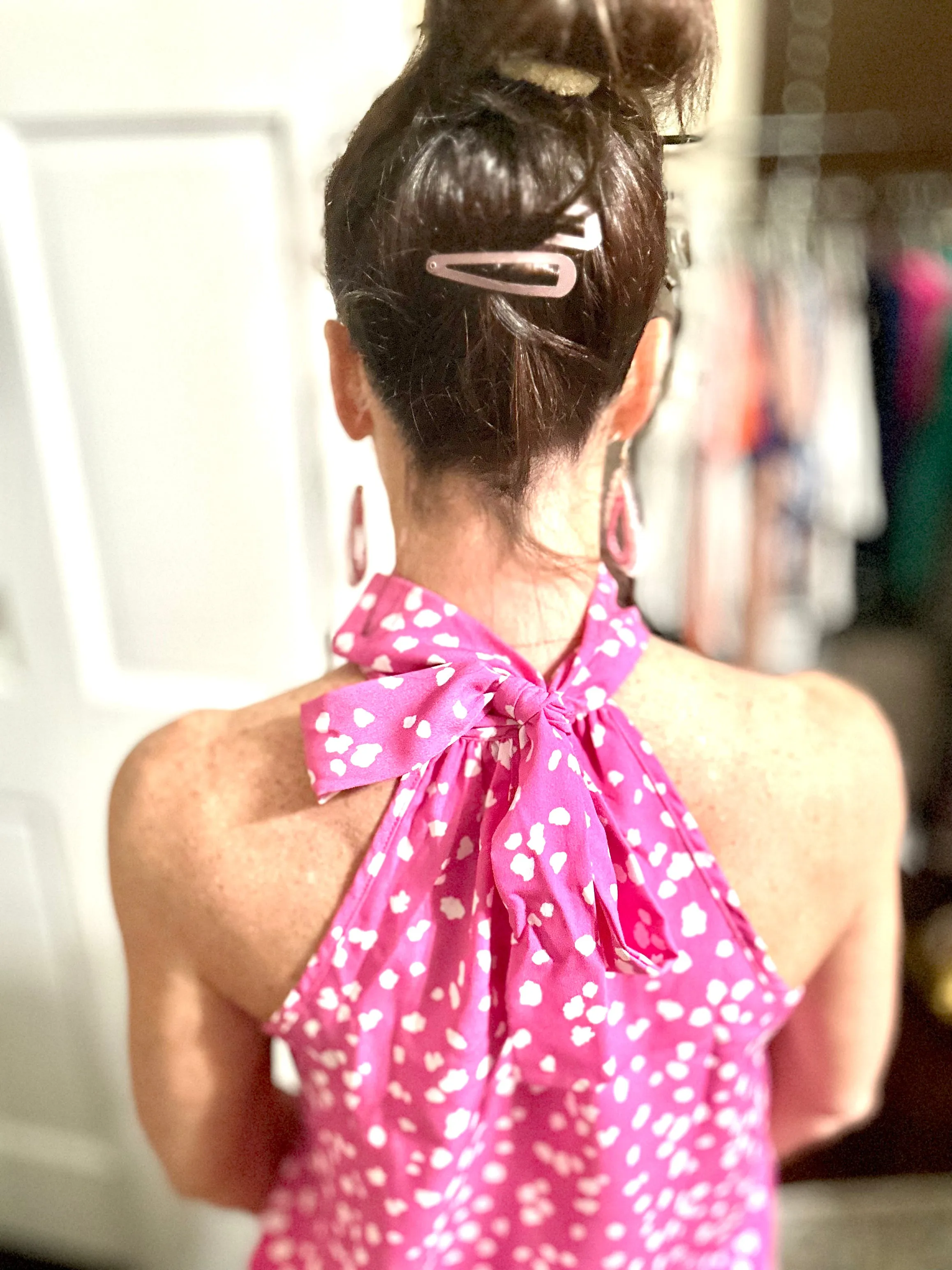 Spotted Tie Neck Halter Top