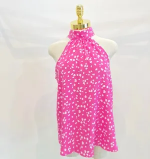 Spotted Tie Neck Halter Top