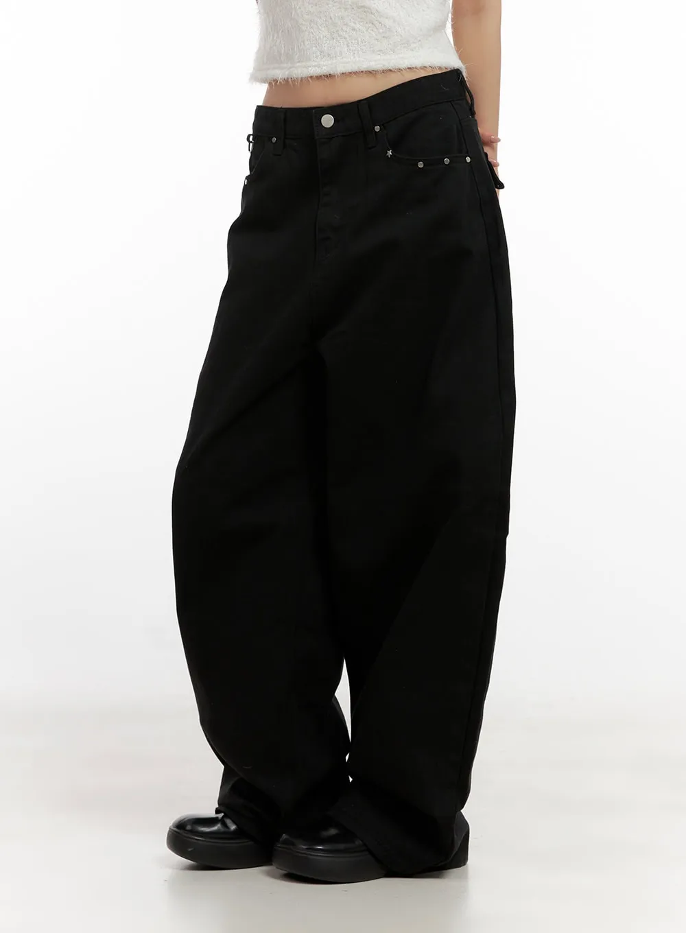 Studded Comfy Wide-Fit Pants CN416