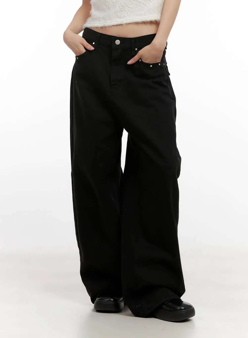 Studded Comfy Wide-Fit Pants CN416