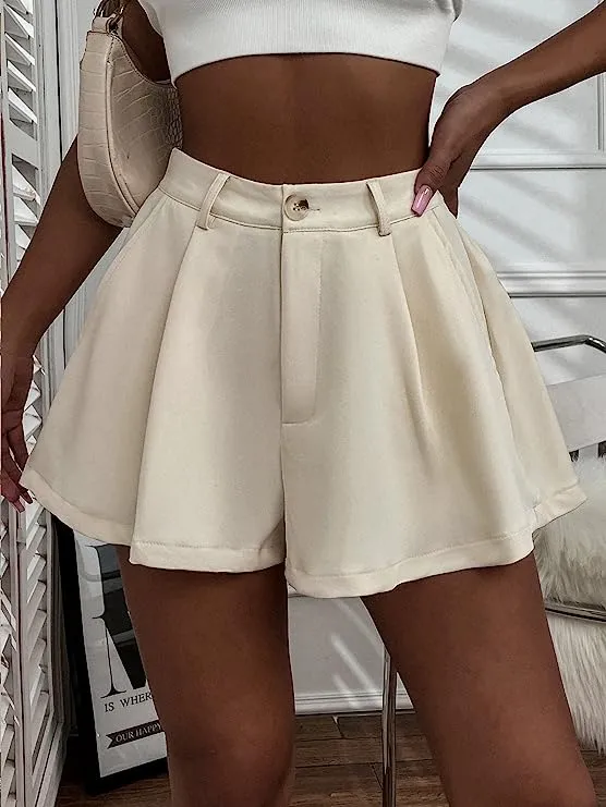 Summer Chic Mocha Brown High Waist Pleated Shorts